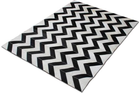 Black and white chevron leather area rug Black and white chevron leather area rug