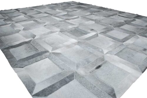 Gray Cube patchwork cowhide rug