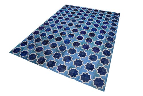 of our Moorish Star Blue and White leather area rug