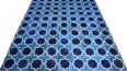 of our Moorish Star Blue and White cowhide patchwork rug