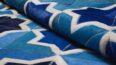 Hair detail of a Blue and White Leather Area Rug in a Moorish Star Design