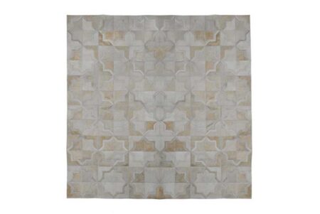288++ White patchwork cowhide rug in moorish star design