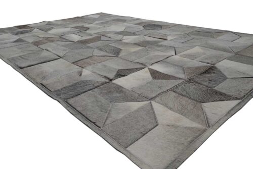 Taupe Gray Envelope Patchwork Cowhide Rug