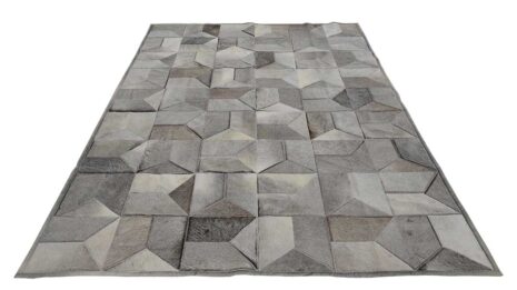 Taupe Gray Envelope Patchwork Cowhide Rug