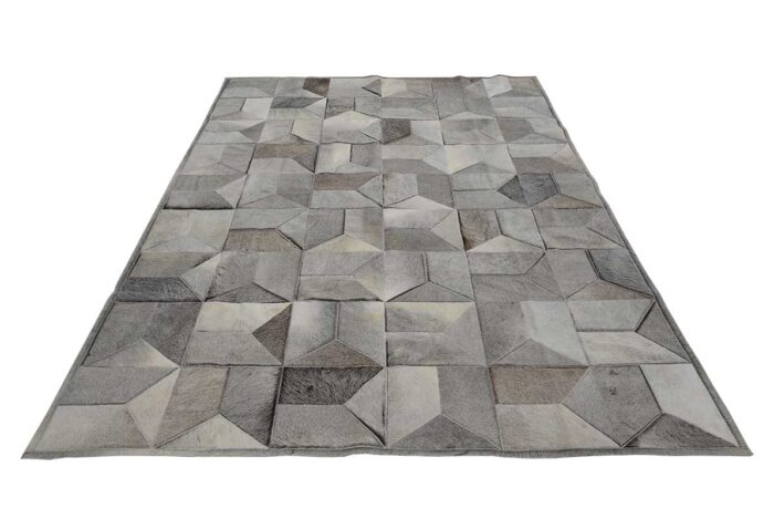 Taupe Gray Envelope Patchwork Cowhide Rug