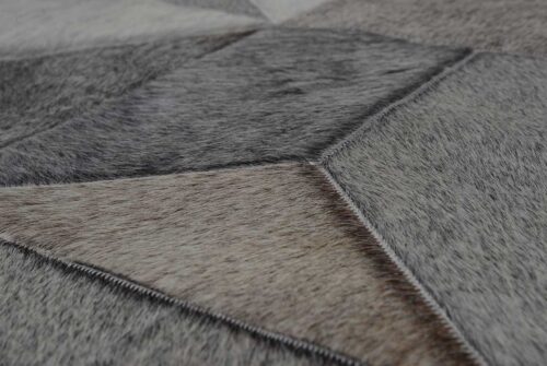 Detail of Taupe Gray Envelope Patchwork Cowhide Rug