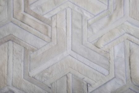 Zoom into white patchwork cowhide rug Zoom into white patchwork cowhide rug