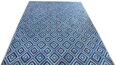 Alfombra de cuero de vaca patchwork con rombos azules y grises