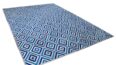 Alfombra de cuero de vaca patchwork en gris y azul