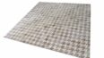 White and Beige Leather Area Rug Houndstooth Design