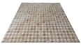 White and Beige Leather Area Rug Houndstooth Design