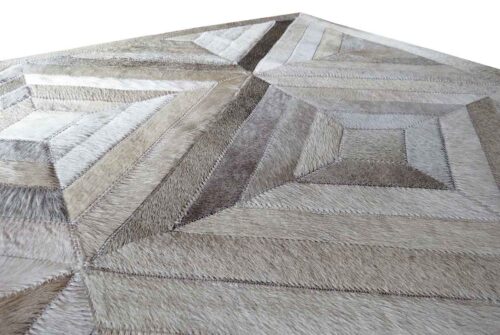 Taupe and Cream Diamond Patch Cowhide Rug