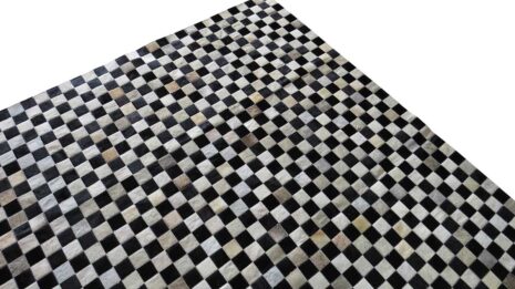 Black and beige Checkerboard patchwork cowhide rug
