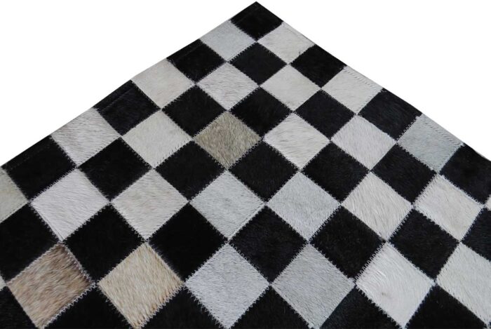 MINI Black and Taupe Patchwork Cowhide Rug