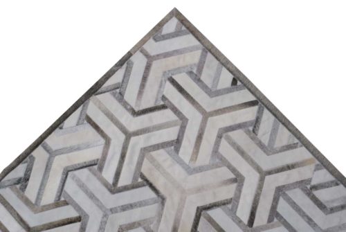 Taupe Gray and White Toto Leather Area Rug