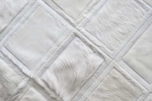 Top view of White Mona Patchwork Cowhide Rug