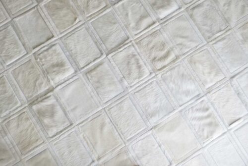 Mona White Patch Cowhide Rug Pattern View