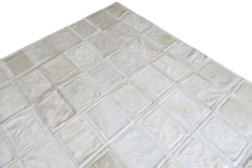 White Mona Patchwork Cowhide area Rug