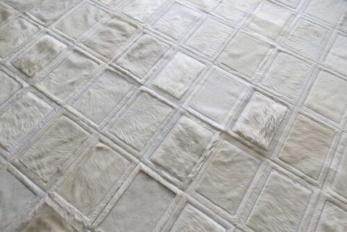 White Cowhide Patchwork Rug