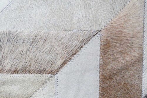 Taupe and cream Chevron Patchwork Cowhide Rug
