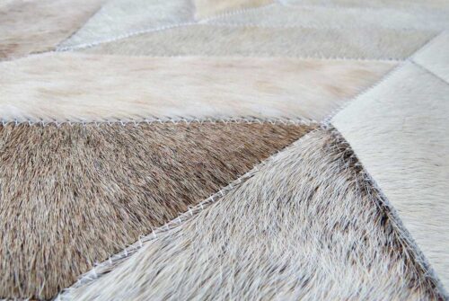Taupe and cream Chevron Patchwork Cowhide Rug Zoom in