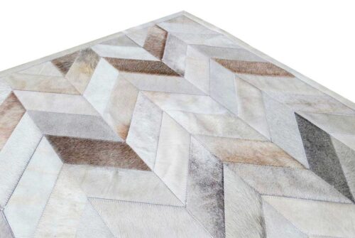 Taupe Chevron Patchwork Cowhide Rug