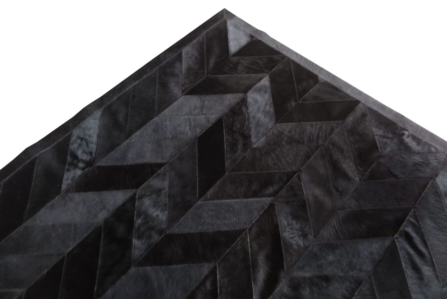 CHEVRON Black Patchwork Cowhide Rug Shine Rugs