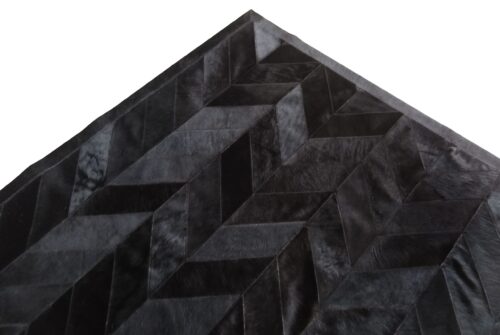 Detail of our Black Chevron Patchwork Cowhide Rug