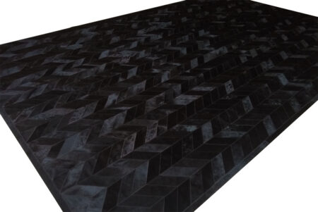 Black Chevron Patchwork Cowhide Rug Full View Black Chevron Patchwork Cowhide Rug Full View