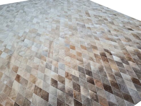 Full view of LIME Ombre Taupe Patchwork Cowhide Rug 310 Full view of LIME Ombre Taupe Patchwork Cowhide Rug