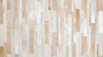 Alfombra de piel de vaca patchwork beige y blanca diseñada a rayas