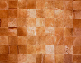 Dark Beige Patchwork Cowhide Rug in a 8 inches Squares Design