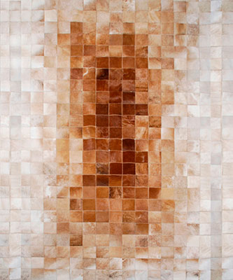 Beige and Brown Gradient Patchwork Cowhide Rug made in Squares