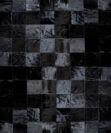 Black Patchwork Cowhide Rug in Squares Design