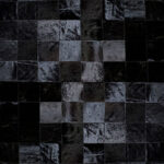 Black Patchwork Cowhide Rug in Squares Design