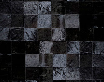 Black Patchwork Cowhide Rug in Squares Design