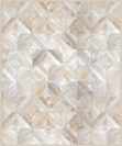 Beige cowhide patchwork rug in diamond design