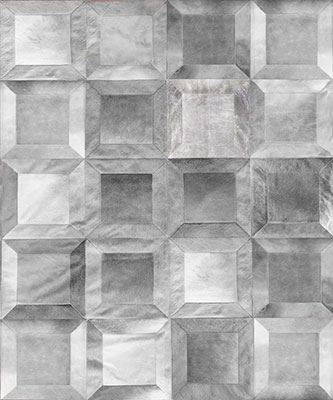 Gray Cube patchwork cowhide rug