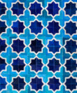 Blue and White Leather Area Rug in a Moorish Star Design
