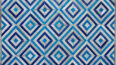 Alfombra de cuero de vaca patchwork con rombos grises y azules