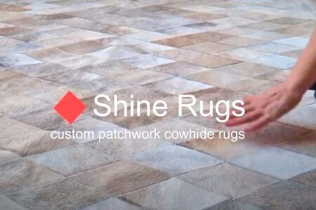 Taupe Trapezoid Patch Cowhide Rug LIME design video310 Taupe Trapezoid Patch Cowhide Rug LIME design