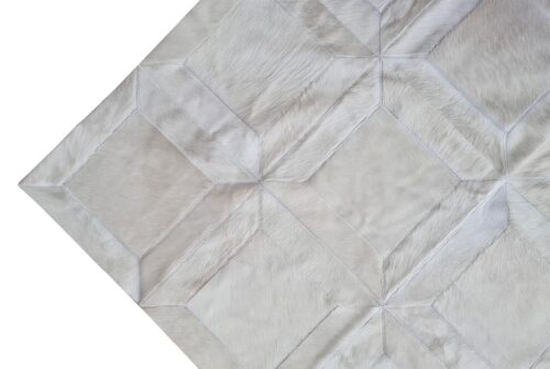 Big Squares Patchwork Cowhide Rug in White Natural Hide