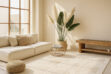 White Cube Cowhide Rug 314 in modern living room