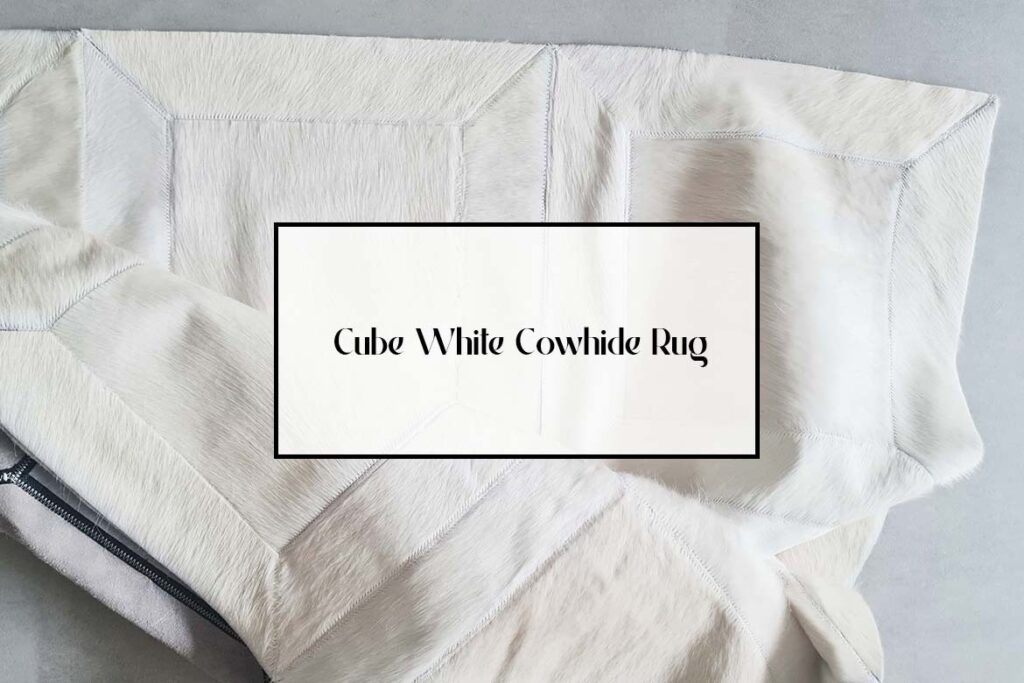 cube white patchwork cowhide rug