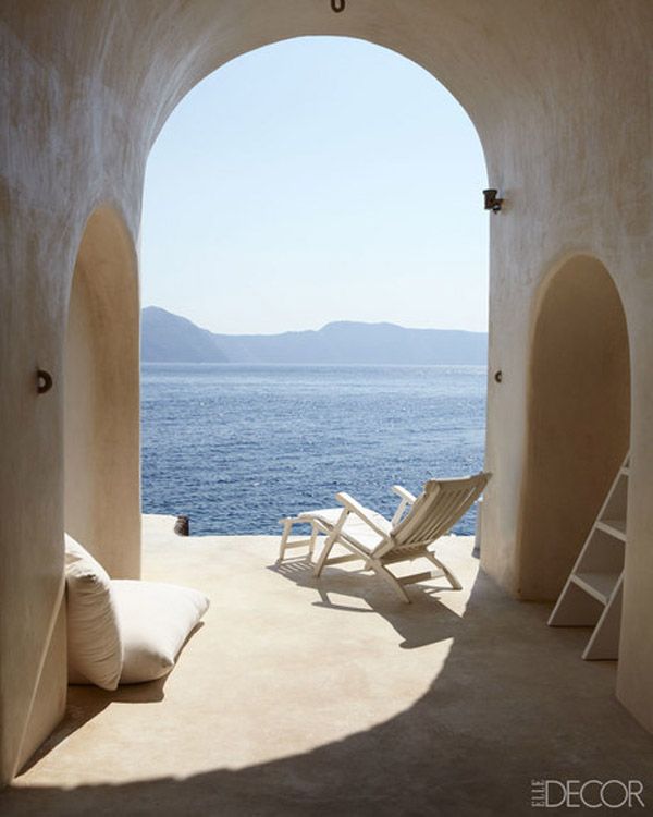 arched architecture on a relaxing spot, looking out on peaceful ocean