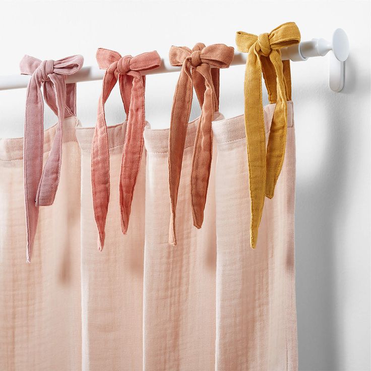 Pink Tie Muslin Organic Cotton Curtain Panel