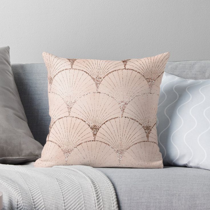 Rose Gold Glitter Fan Throw Pillow by RoseAesthetic