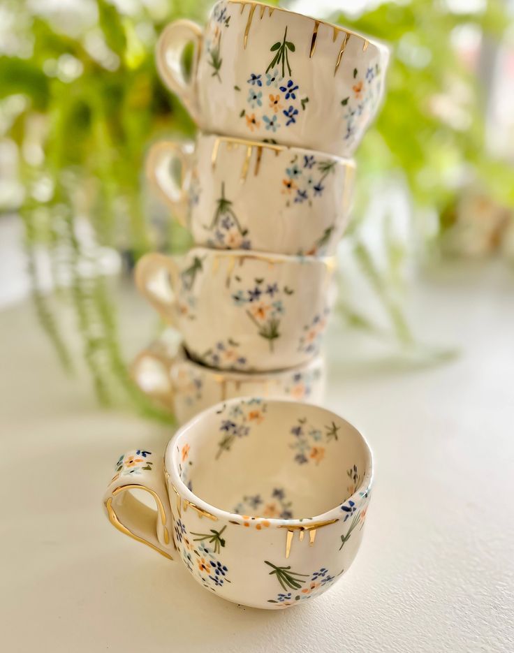 Handmade Ceramic Tea Cup with Real Gold