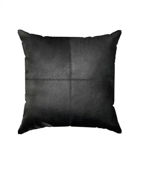 Black leather patchwork cushion cover