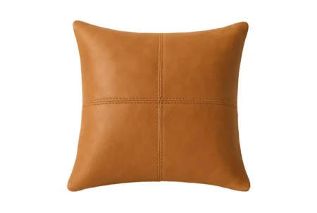 Modern Cognac Leather Throw Pillow Cognac leather throw pillow